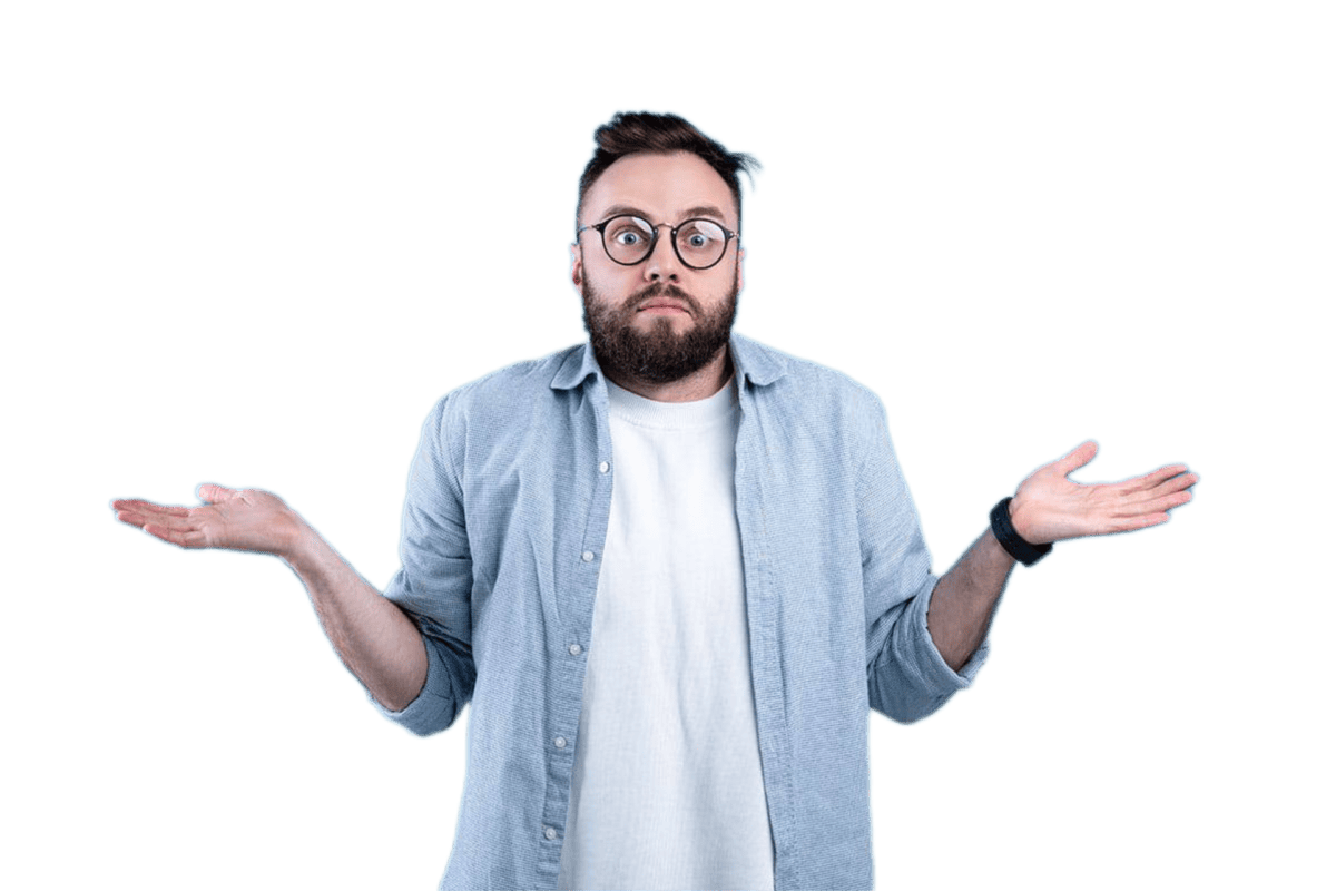 Man shrugging in confusion representing common vehicle pawn loan questions answered by E-Pawn Sydney